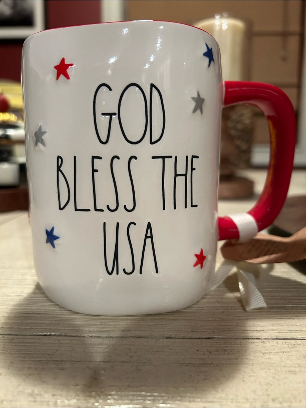 Rae Dunn God Bless The USA Coffee Mug - Red, White & Blue, NWT